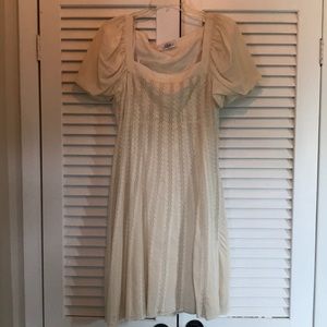 Tibi Cream Midi Silk Lace Dress